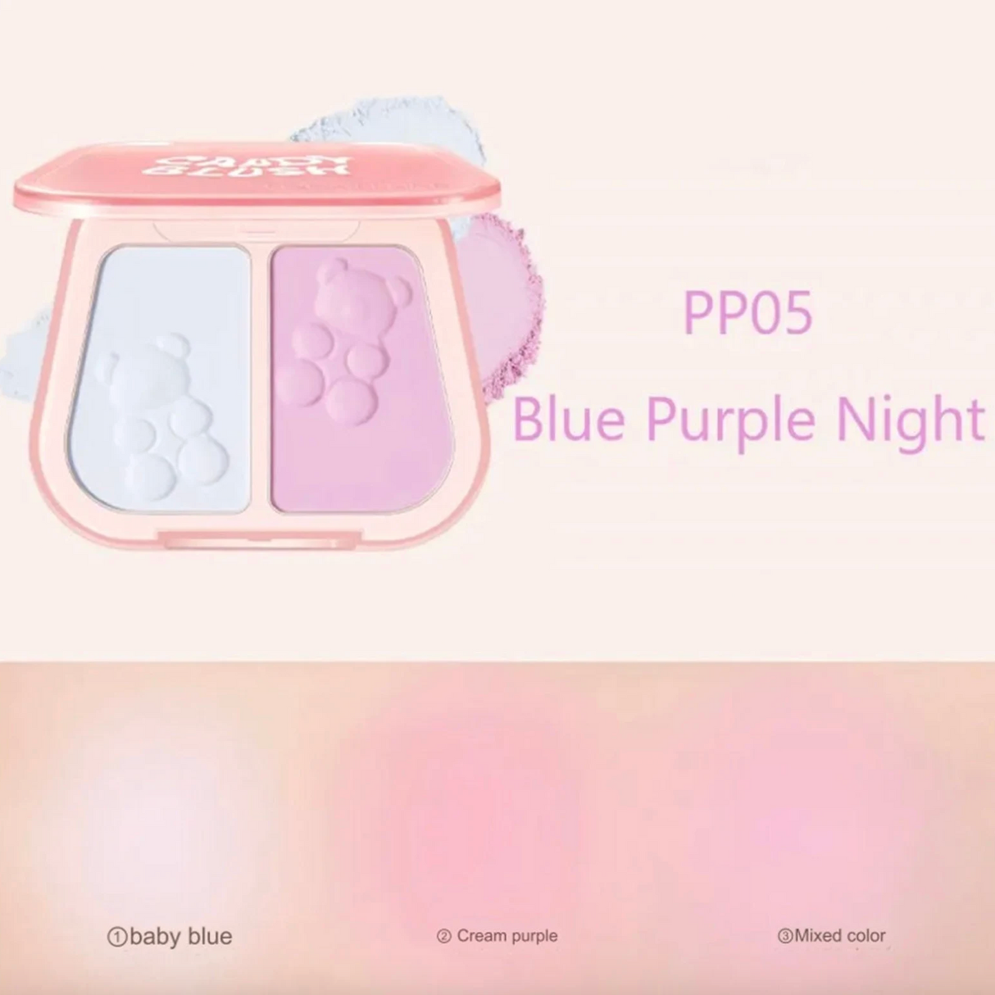 FOCALLURE Dual Color Cream Blush Blue + Purple